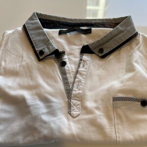 Men's White Polo Shirt with Black Accents